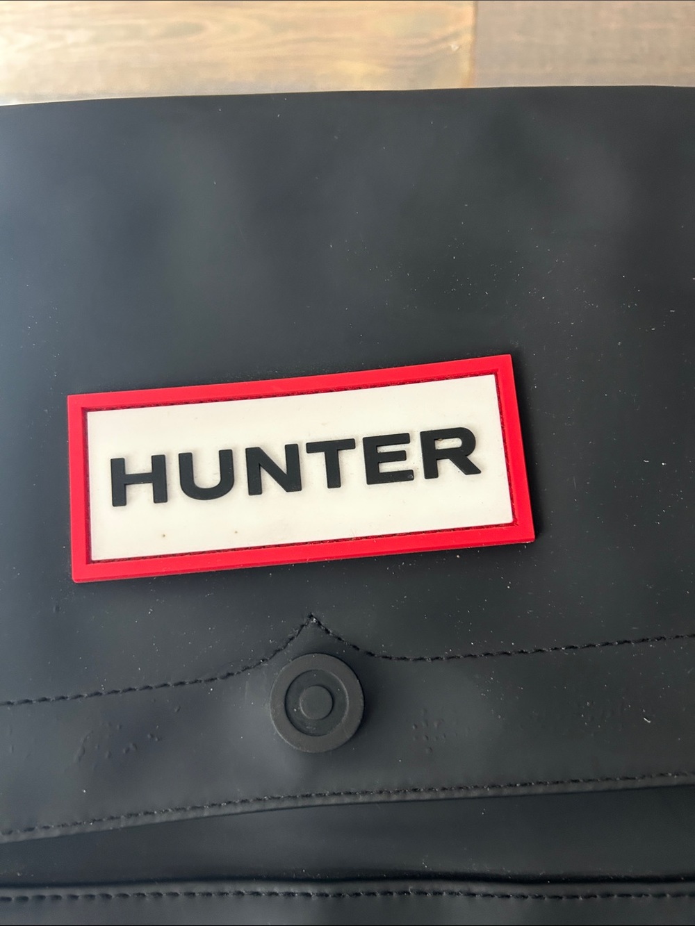 Hunter Black Backpack with Red-Trim Logo Patch - Picture 3 of 9